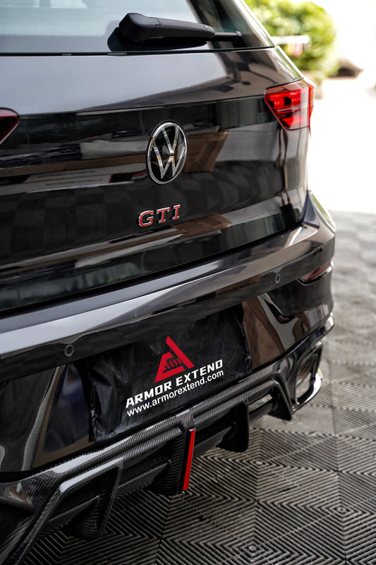 Volkswagen GTI & R-line MK8 2022 2023 2024 with Aftermarket Parts - AE Rear Diffuser Carbon Fiber from ArmorExtend