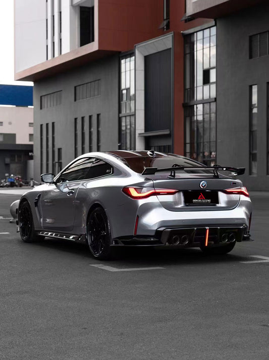 BMW M3 G80 G81 2021 2022 2023 2024 & M4 G82 G83 2021 2022 2023 2024 with Aftermarket Parts - AE V2 Style Rear Diffuser & Canards Carbon Fiber from ArmorExtend