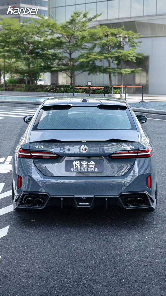 BMW i5 xDrive40 / i5 eDrive40 (with M-package bumper, does not fit base mode) / i5 M60 G60 G61 2024-ON & 5 Series 540i xDrive / 530i xDrive / 530i (with M-package bumper, does not fit base model) / 550e xDrive G60 G61 2024-ON with Aftermarket Parts - Pre-preg Carbon Fiber Rear Spoiler from Karbel Carbon