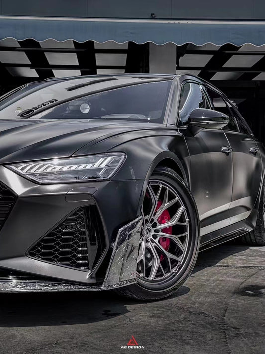 Audi RS6 C8 2020 2021 2022 2023 2024 & RS7 C8 2020 2021 2022 2023 2024 with Aftermarket Parts - AE Front Lip Pre-Preg Carbon Fiber from ArmorExtend