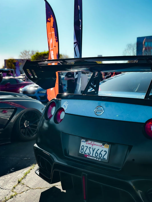 Nissan GTR Nismo T-Spec Black Edition Track Edition Premium Pure CBA DBA EBA 2008 2009 2010 2011 2012 2013 2014 2015 2016 2017 2018 2019 2020 2021 2022 2023 2024 with Aftermarket Parts - "Godzilla" Swan Neck Thor GT Wing Carbon Fiber / FRP from Robot Craftsman