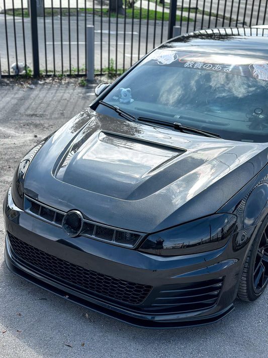 Volkswagen Golf R GTI Base MK7 MK7.5 2015 2016 2017 2018 2019 2020 2021 with Aftermarket Parts - Hood Bonnet Carbon Fiber / FRP from Robot Craftsman