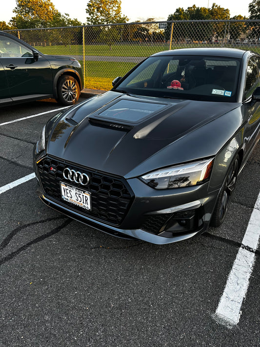 Audi RS5 S5 A5 B9 B9.5 2017-ON with Aftermarket Parts - V2 Tempered Glass Transparent Hood Bonnet Carbon Fiber / FRP from CMST Tuning