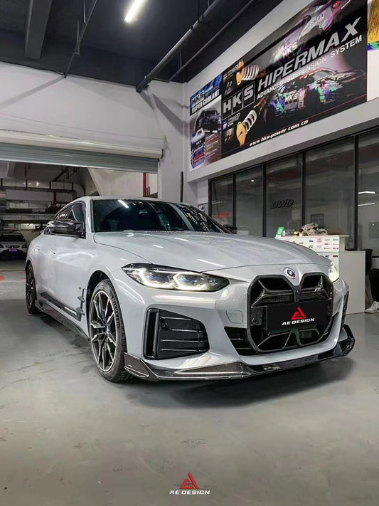 BMW I4 M50 / e Drive 40 (with M-package bumper, does not fit base model) I4 M50 / e Drive 40 & 4 Series Gran Coupe M440i 430i (with M-package bumper, does not fit base model) G26 2022 2023 2024 with Aftermarket Parts - AE Style Front Lip Carbon Fiber / ABS from ArmorExtend