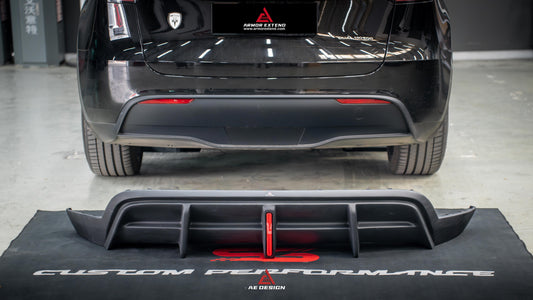 Tesla Model Y 2021 2022 2023 2024 with Aftermarket Parts - Plustic Style Rear Diffuser ABS from ArmorExtend