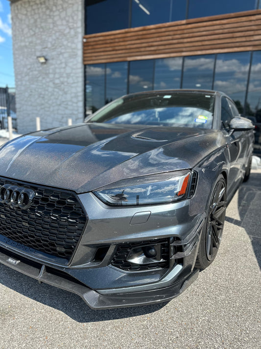 Audi RS5 B9 2018 2019 2020 with Aftermarket Parts - Front Canards Pre-preg Carbon Fiber from Karbel Carbon