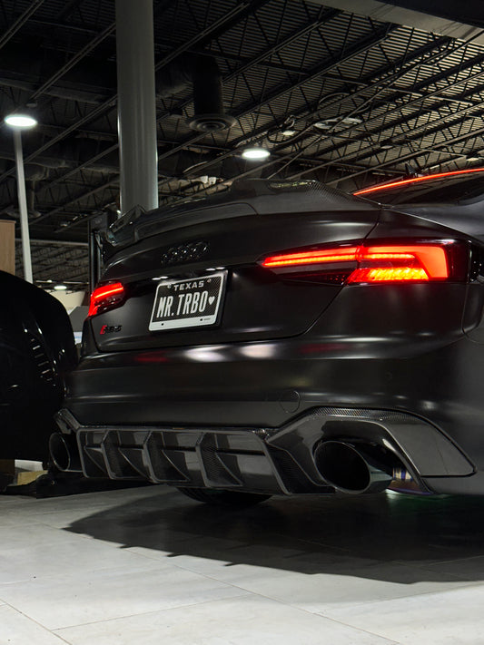Future Design Carbon Fiber REAR DIFFUSER & REAR CANARDS - "Blaze kit" for Audi RS5 B9 2017-2019 - Performance SpeedShop