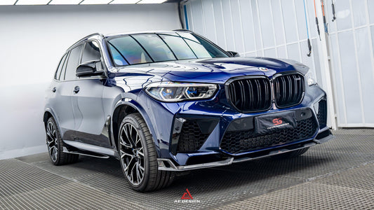 BWM X5M X5MC F95 Pre-LCI 2020 2021 2022 2023 with Aftermarket Parts - AE Style Front Lip Carbon Fiber from ArmorExtend