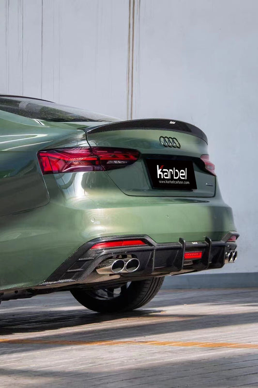Audi S5 A5 (with s-line bumper, does not base model) B9.5 2020 2021 2022 2023 2024 with Aftermarket Parts - Rear Diffuser Pre-preg Carbon Fiber from Karbel Carbon