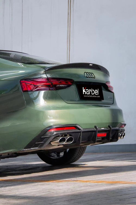 Karbel Carbon V1 Rear Lip Spoiler for Audi RS5 S5 A5 B9 B9.5 2017-Early 2025 Sedan Sportback Dry Pre-preg Carbon Fiber