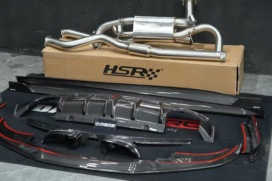 BMW 4 series 430i M440i G22 G23 2020-ON with Aftermarket Parts - Rear Diffuser & Canards Pre-preg Carbon Fiber from Karbel Carbon