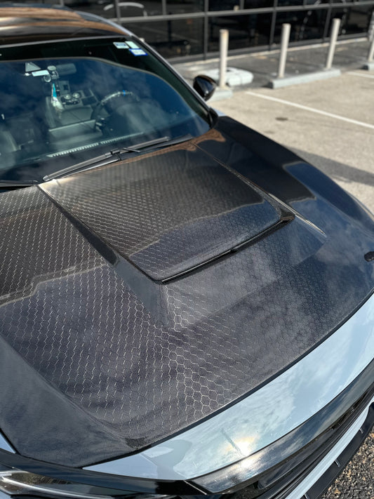 Honda Accord 10th Gen 2018-2022 with Aftermarket Parts - V2 Vented Style Hood Bonnet Carbon Fiber / FRP from CMST Tuning