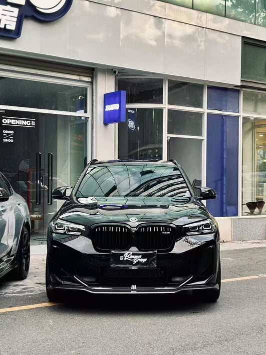 BMW X3M X3MC F97 LCI 2022-ON & X4M X4MC F98 LCI 2022-ON with Aftermarket Parts - Front Lip Pre-preg Carbon Fiber from Karbel Carbon