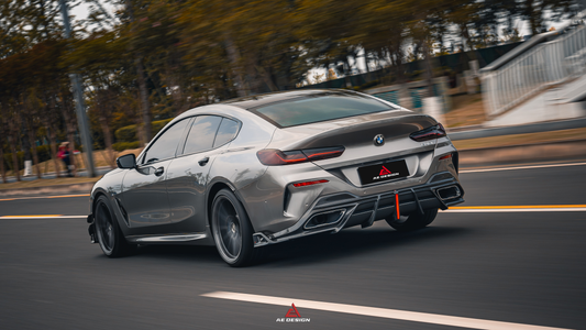 BMW 8 Series M850i 840i (With M-Package Bumper) G14 G15 G16 2018 2019 2020 2021 2022 2023 2024 with Aftermarket Parts - AE Rear Diffuser & Canards Carbon Fiber from ArmorExtend