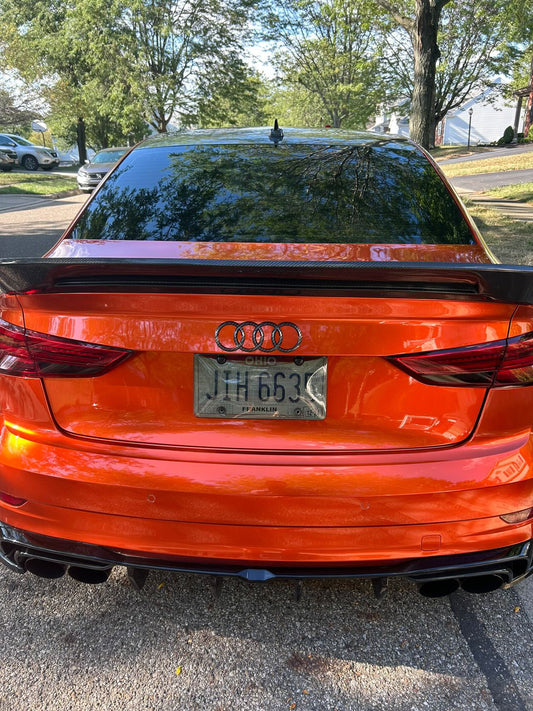 Audi RS3 S3 A3 8V/8V.5 2014 2015 2016 2017 2018 2019 2020 with Aftermarket Parts - V2 Style Rear Spoiler Carbon Fiber from CMST Tuning