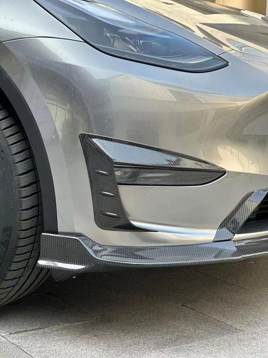 Tesla Model Y 2020-ON with Aftermarket Parts - Front Lip Pre-preg Carbon Fiber from Karbel Carbon