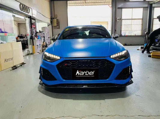 Audi RS4 B9.5 2020 2021 2022 2023 2024 with Aftermarket Parts - Front Canards Pre-preg Carbon Fiber from Karbel Carbon
