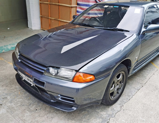 Nissan R32 Skyline GTR 1989 1990 1991 1992 1993 1994 with Aftermarket Parts - JUN Style Front Lip Carbon Fiber / FRP from EPR USA
