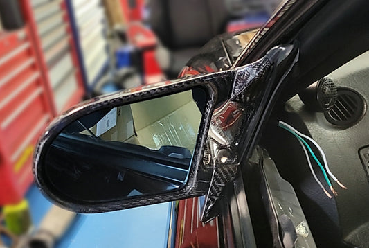 Nissan R32 Skyline GTR 1989 1990 1991 1992 1993 1994 & R32 Skyline GTS 1989 1990 1991 1992 1993 1994 with Aftermarket Parts - GND-R Style Mirror (Right Hand Drive Vehicle) Carbon Fiber / FRP from EPR USA