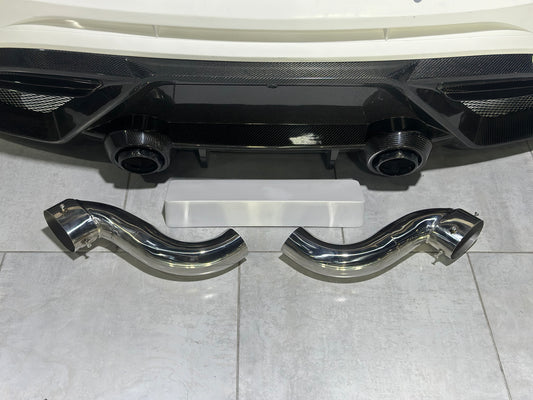 Mercedes Benz AMG GT/GTS C190 (fits both Pre-facelift & facelift) 2015 2016 2017 2018 2019 2020 2021 with Aftermarket Parts - Paragon Rear Bumper & Diffuser (Exhaust Pipe Extension & Tips Included) Carbon Fiber / FRP from Robot Craftsman