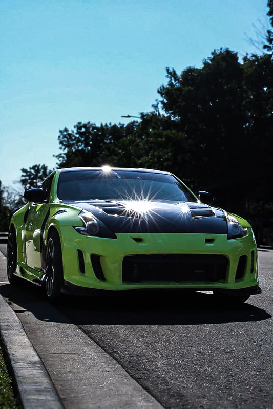 Nissan 370Z Nismo Sport Touring Base Fairlady Z Z34 2009 2010 2011 2012 2013 2014 2015 2016 2017 2018 2019 2020 with Aftermarket Parts - V1 Hood Carbon Fiber/FRP from Aero Republic