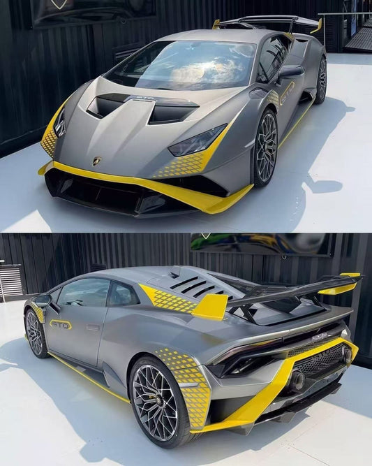 Lamborghini Huracan STO 2021 2022 2023 2024 with Aftermarket Parts - 1:1 Clamshell Replacement Front Bumper Hood Pre-preg Carbon Fiber / FRP from Aero Republic