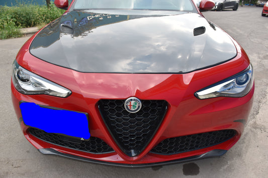 Alfa Romeo Giulia Quadrifoglio Sport Veloce Ti Sprint RWD AWD Lusso Base 2017 2018 2019 2020 2021 with Aftermarket Parts - V1 Hood Carbon Fiber / FRP from Aero Republic