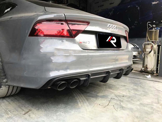 Audi A7 (fits base model, does not fit s-line) S7 C7 2012 2013 2014 2015 with Aftermarket Parts - PD Style Rear Diffuser Carbon Fiber from Aero Republic