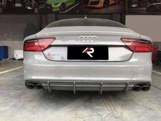 Audi A7 (fits base model, does not fit s-line) S7 C7 2012 2013 2014 2015 with Aftermarket Parts - PD Style Rear Diffuser Carbon Fiber from Aero Republic