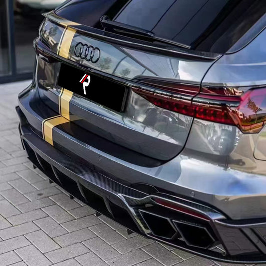 Audi RS6 C8 2020-ON with Aftermarket Parts - M Style Rear Lip Spoiler Carbon Fiber / FRP from Aero Republic