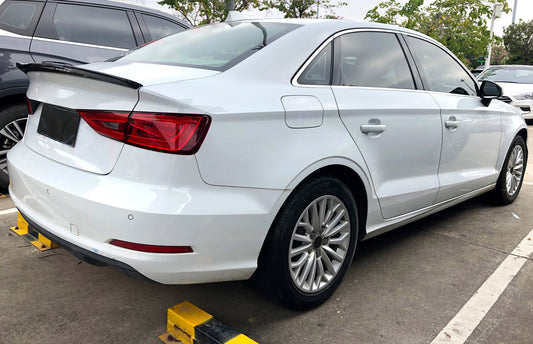 Audi S3 A3 8V 2014 2015 2016 2017 2018 2019 2020 2021 2022 2023 2024 with Aftermarket Parts - V Style Rear Lip Spoiler Pre-preg Carbon from Aero Republic