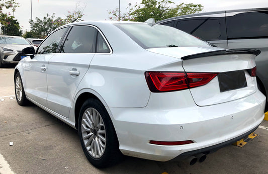 Audi S3 A3 8V 2014 2015 2016 2017 2018 2019 2020 2021 2022 2023 2024 with Aftermarket Parts - V Style Rear Lip Spoiler Pre-preg Carbon from Aero Republic
