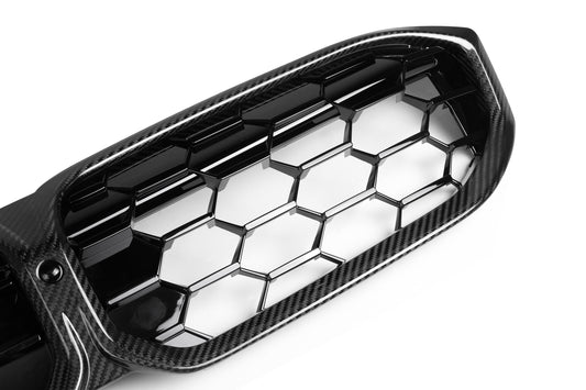BMW 3 Series M340 330 320 G20 G21 LCI 2023 2024 with Aftermarket Parts - Dual Slat Front Kidney Grill Pre-preg Carbon Fiber from Aero Republic