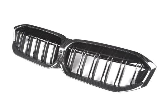BMW 3 Series M340 330 320 G20 G21 LCI 2023 2024 with Aftermarket Parts - Dual Slat Front Kidney Grill Pre-preg Carbon Fiber from Aero Republic
