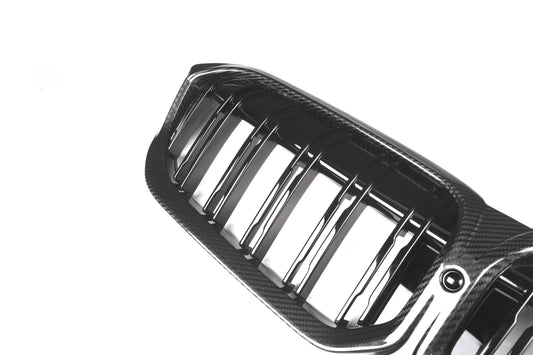 BMW 3 Series M340 330 320 G20 G21 LCI 2023 2024 with Aftermarket Parts - Dual Slat Front Kidney Grill Pre-preg Carbon Fiber from Aero Republic