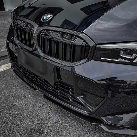 BMW 3 Series M340 330 320 G20 G21 LCI 2023 2024 with Aftermarket Parts - Dual Slat Front Kidney Grill Pre-preg Carbon Fiber from Aero Republic