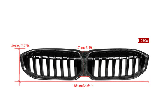 BMW 3 Series M340 330 320 G20 G21 LCI 2023 2024 with Aftermarket Parts - Single Slat Front Kidney Grill Pre-preg Carbon Fiber from Aero Republic