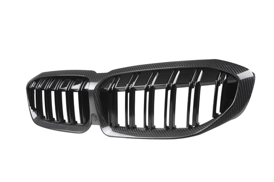 BMW 3 Series M340 330 320 G20 G21 Pre-LCI 2019 2020 2021 2022 with Aftermarket Parts - Dual Slat Front Kidney Grill Pre-preg Carbon Fiber from Aero Republic