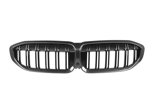 BMW 3 Series M340 330 320 G20 G21 Pre-LCI 2019 2020 2021 2022 with Aftermarket Parts - Dual Slat Front Kidney Grill Pre-preg Carbon Fiber from Aero Republic