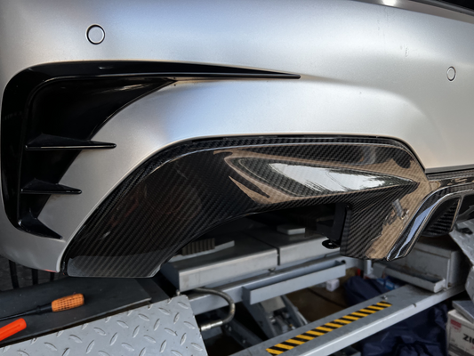 BMW 3 Series M340i 330i (With M-package Bumper, Does Not Fit Base Model Bumper) Pre-LCI G20 G21 2019 2020 2021 2022 with Aftermarket Parts - MP Sports Rear Diffuser Pre-preg Carbon Fiber from Aero Republic