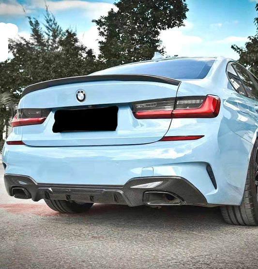 BMW 3 Series M340i 330i (With M-package Bumper, Does Not Fit Base Model Bumper) Pre-LCI G20 G21 2019 2020 2021 2022 with Aftermarket Parts - MP Sports Rear Diffuser Pre-preg Carbon Fiber from Aero Republic