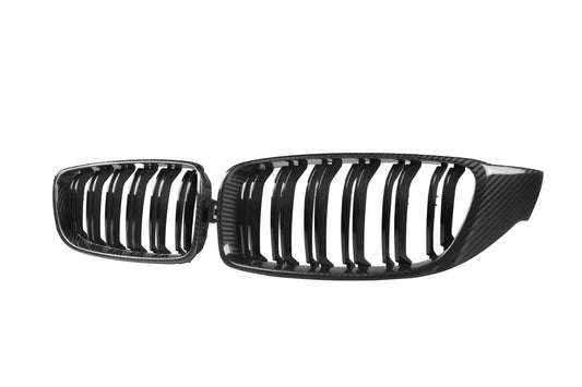 BMW 4 Series 440i 435i 430i 428i 420i 418i 435d 430d 425d 420d 418d & F32 F33 2013 2014 2015 2016 2017 2018 2019 2020 & F36 2014 2015 2016 2017 2018 2019 2020 with Aftermarket Parts - Dual Slat Front Kidney Grill Pre-preg Carbon Fiber from Aero Republic