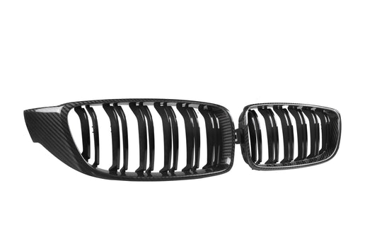 BMW 4 Series 440i 435i 430i 428i 420i 418i 435d 430d 425d 420d 418d & F32 F33 2013 2014 2015 2016 2017 2018 2019 2020 & F36 2014 2015 2016 2017 2018 2019 2020 with Aftermarket Parts - Dual Slat Front Kidney Grill Pre-preg Carbon Fiber from Aero Republic