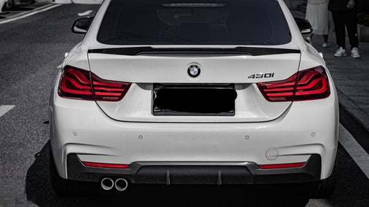 BMW 4 Series 440i 435i 430i 428i F32 Coupe 2014 2015 2016 2017 2018 2019 2020 & M4 F82 Coupe 2014 2015 2016 2017 2018 2019 2020 with Aftermarket Parts - M4 Style Rear Lip Spoiler Pre-preg Carbon Fiber from Aero Republic