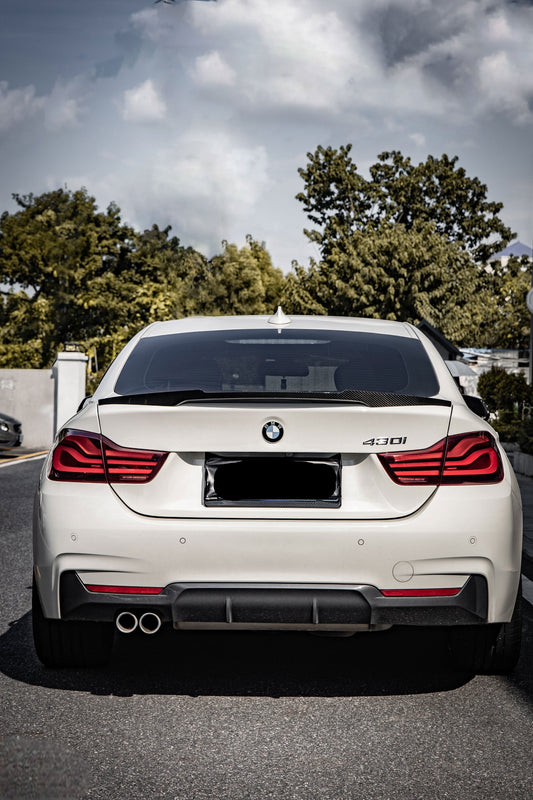 BMW 4 Series 440i 435i 430i 428i F32 Coupe 2014 2015 2016 2017 2018 2019 2020 & M4 F82 Coupe 2014 2015 2016 2017 2018 2019 2020 with Aftermarket Parts - M4 Style Rear Lip Spoiler Pre-preg Carbon Fiber from Aero Republic