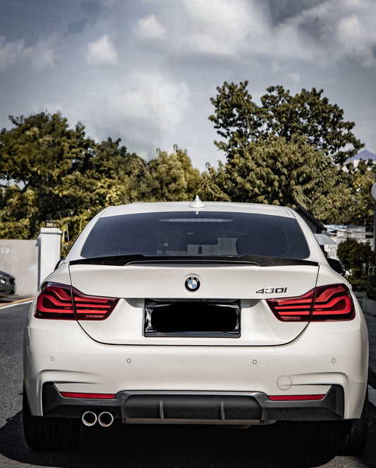 BMW 4 Series 440i 435i 430i 428i F32 Coupe 2014 2015 2016 2017 2018 2019 2020 & M4 F82 Coupe 2014 2015 2016 2017 2018 2019 2020 with Aftermarket Parts - M4 Style Rear Lip Spoiler Pre-preg Carbon Fiber from Aero Republic