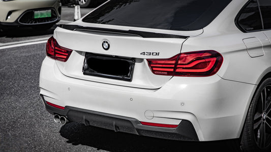 BMW 4 Series 440i 435i 430i 428i F32 Coupe 2014 2015 2016 2017 2018 2019 2020 & M4 F82 Coupe 2014 2015 2016 2017 2018 2019 2020 with Aftermarket Parts - M4 Style Rear Lip Spoiler Pre-preg Carbon Fiber from Aero Republic