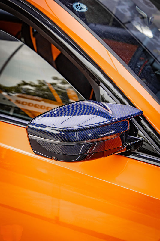 BMW 4 Series M440 G22 G23 G26 2022-ON LHD (Left Hand Drive Only) & I4 e Drive 40 G26 2022-ON LHD (Left Hand Drive Only) with Aftermarket Parts - OE Style Replacement Mirror Caps Pre-preg Carbon Fiber from Aero Republic