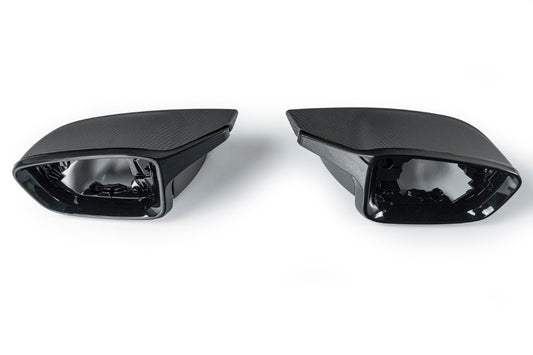 BMW 4 Series M440 G22 G23 G26 2022-ON LHD (Left Hand Drive Only) & I4 e Drive 40 G26 2022-ON LHD (Left Hand Drive Only) with Aftermarket Parts - G8X Style / LHD Replacement Mirror Caps Carbon Fiber from Aero Republic