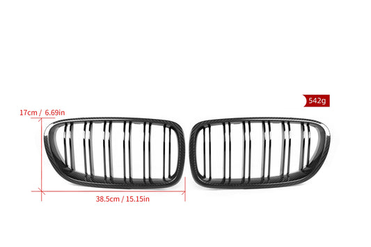 BMW 5 Series 550i 535i 530i 528i 523i 520i 535d 530d 525d 520d 518d F10 F11 (Both Fits Pre-LCI & LCI) 2011 2012 2013 2014 2015 2016 2017 & M5 F10 2011 2012 2013 2014 2015 2016 2017 with Aftermarket Parts - Dual Slat Front Kidney Grill Pre-preg Carbon Fiber from Aero Republic